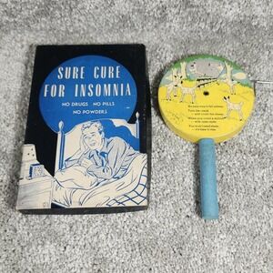 Vintage Sure Cure For Insomnia Gag Gift Sheep Counting Novelty Toy Blue Yellow